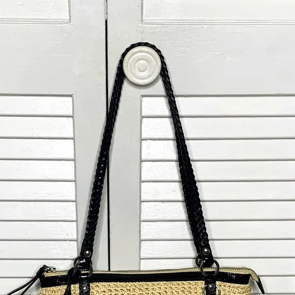 Brighton Summer Straw Shoulder Bag Black Leather Trim - Picture 11 of 11